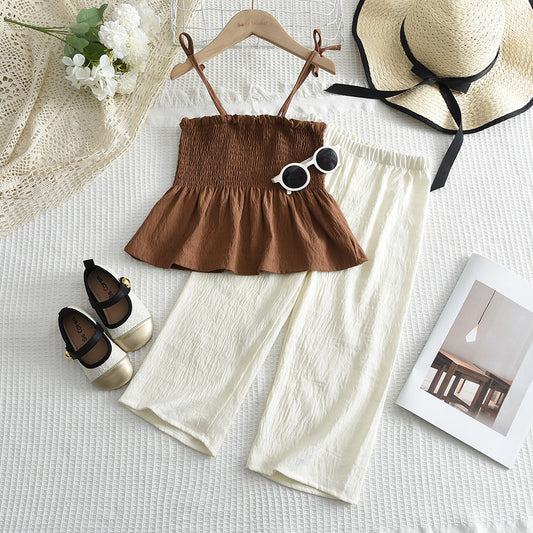 Girls' Wrinkle Sun-top+Pant Set