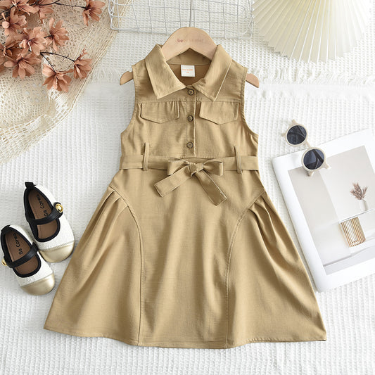 Girls' Cool Style Lapel Fashion Dress