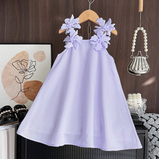 Girls' Floral Sleeve Sun Dress