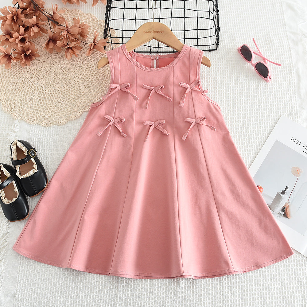 Girls' Bow-knot Sleeveless Princess Dress