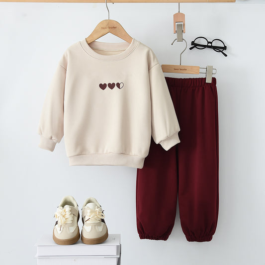 Girls' Printing Casual Sports Set
