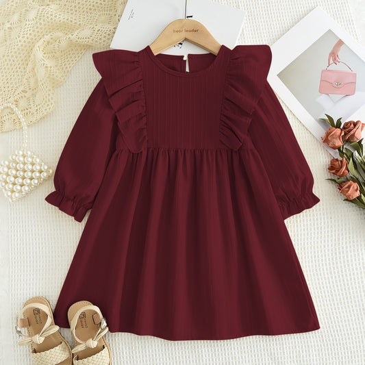 Girls' Long Sleeve Christmas Casual Dress