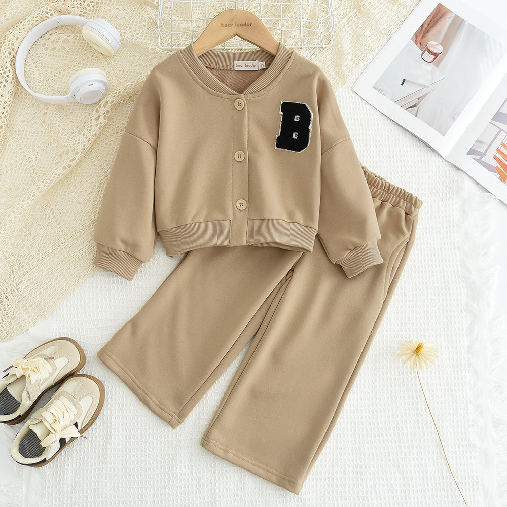 Girls' Letter Sleeve Casual Set