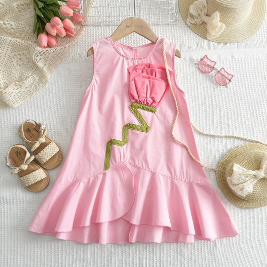 Girls' Patch Flower Mermaid Dress