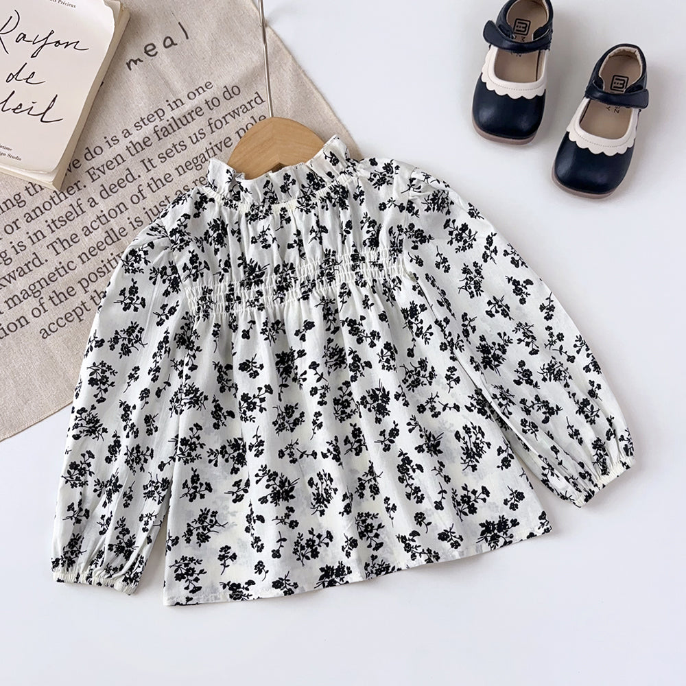 Girls' Floral Printing Long Sleeve Shirt