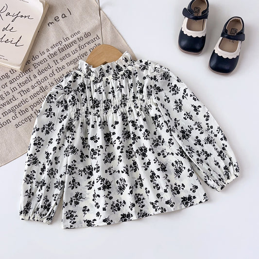 Girls' Floral Printing Long Sleeve Shirt