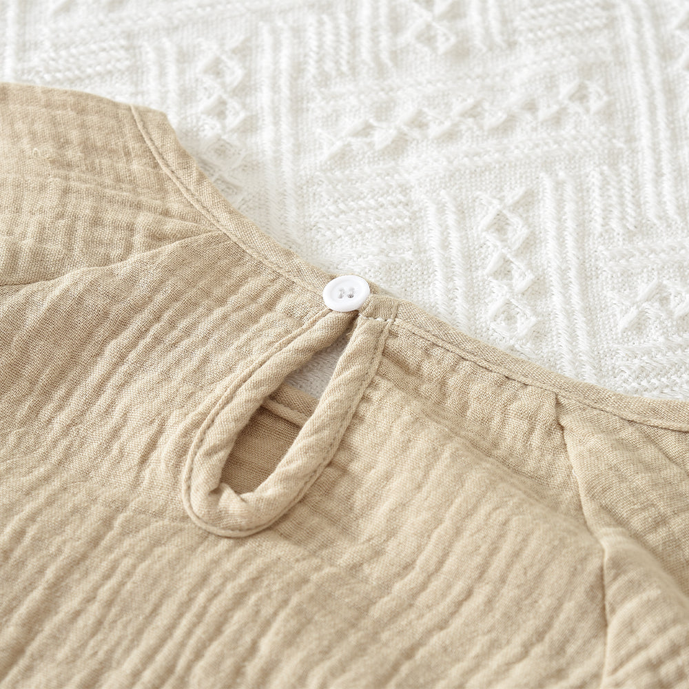 Girls' Pure Cotton Long Sleeve Blouse Lace 2pcs Set