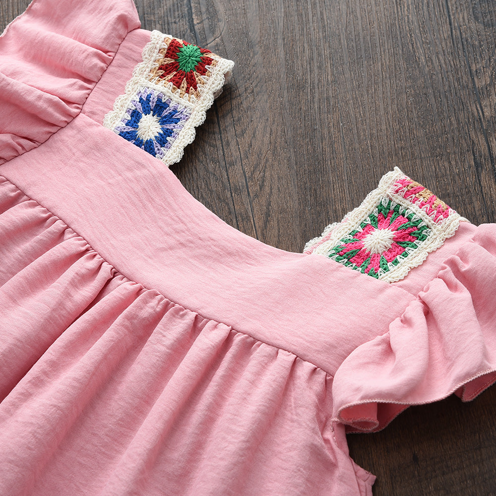 Girls' Ethnic Style Knitting Patch Dress