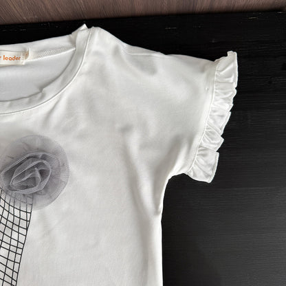 Girls' Lace Cartoon T-shirt+Shorts Casual Set