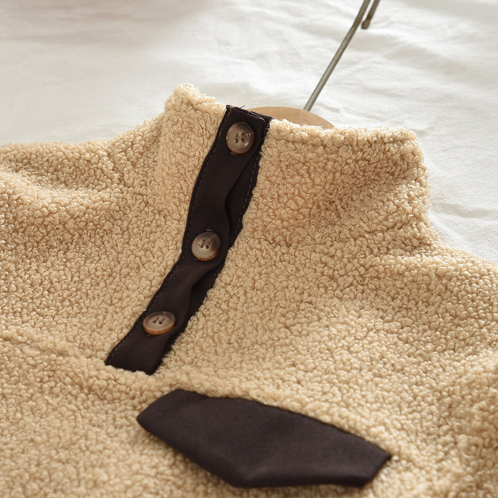 High Necked Furry Top Casual Sweatpants Christmas&New Year Warm Kid Outfit