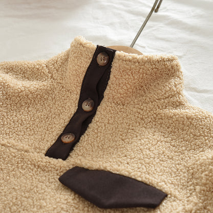 High Necked Furry Top Casual Sweatpants Christmas&New Year Warm Kid Outfit