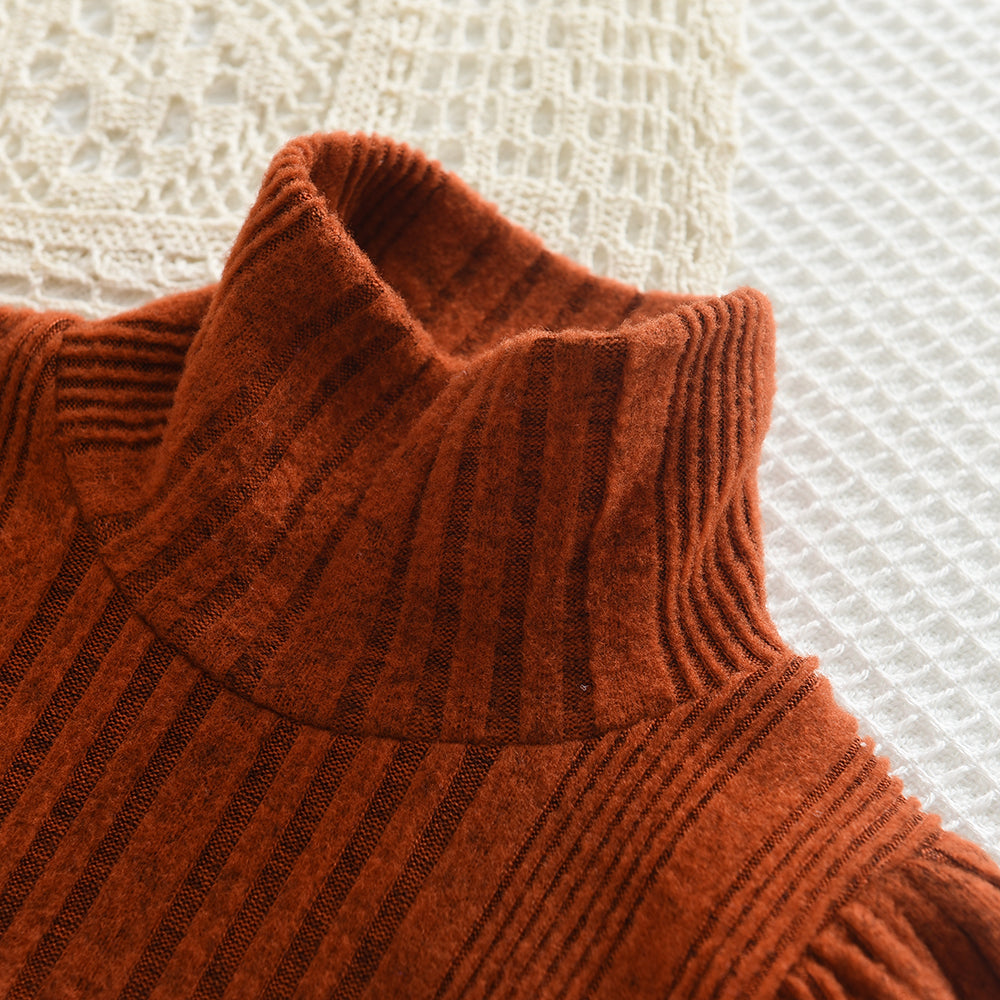 Girls' Vertical Stripes Knitted Dress