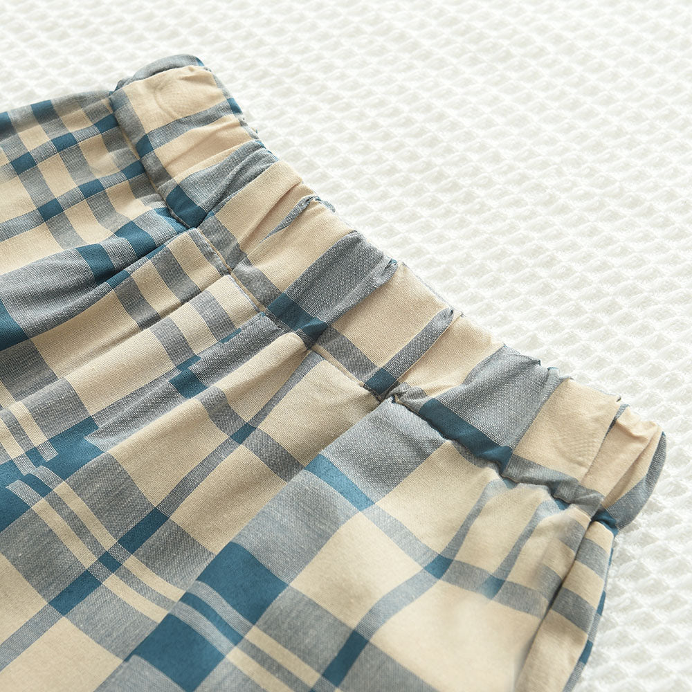 Girls' Plaid Sleeveless Top+Pant 2PCS Set