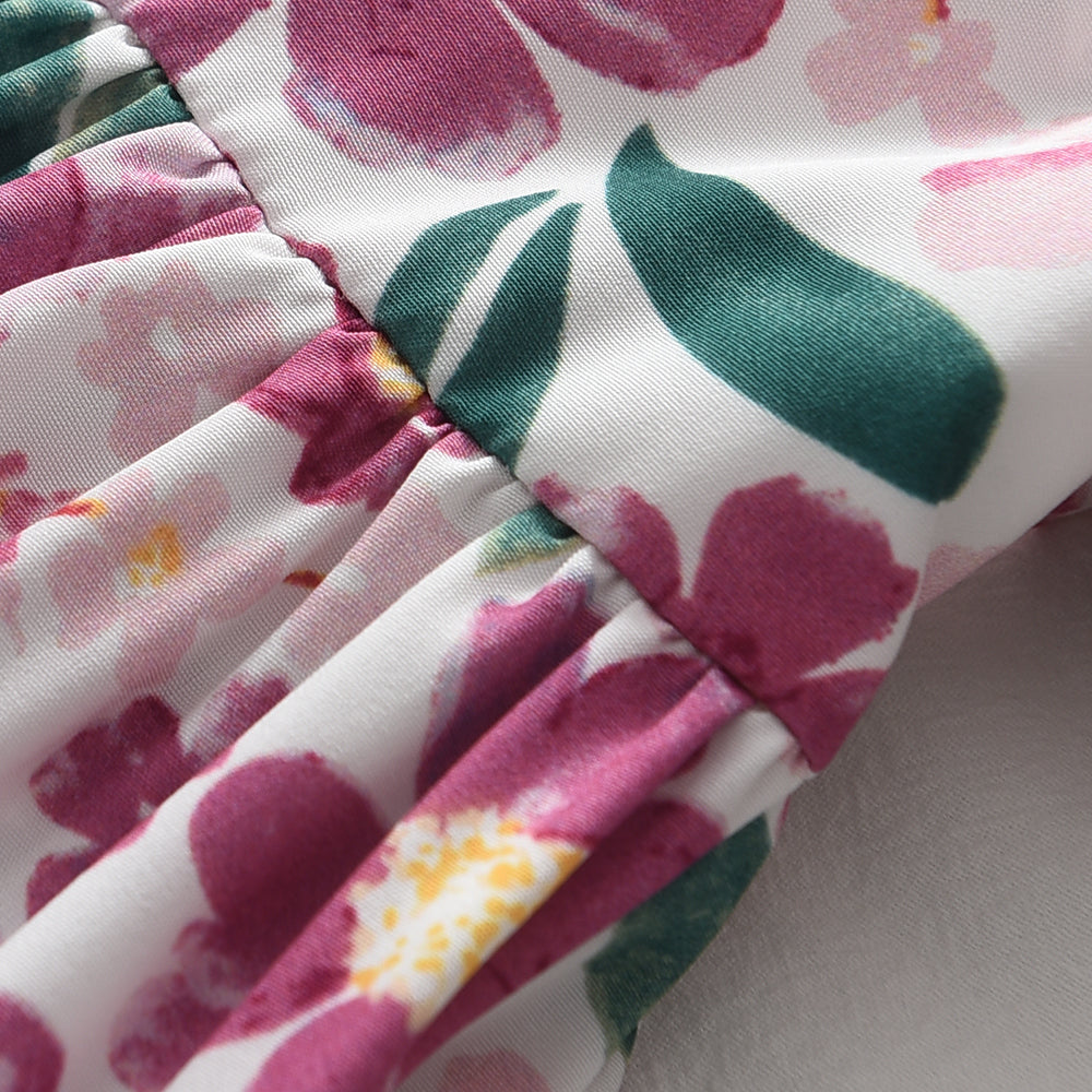Girls' Floral Printing Vacation Dress