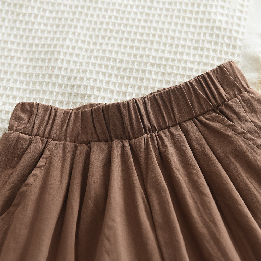 Girls' Pearl Shirt+Shorts Cotton Set