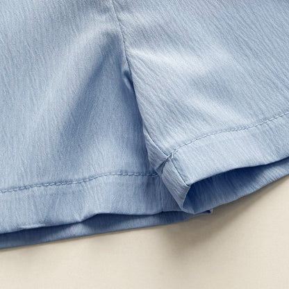 Girls' Bow-knot Top+shorts 2PCS Casual Set