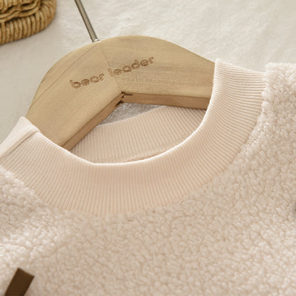 Bow Fluffy Top+Skirt 2pcs Girls' Casual Set