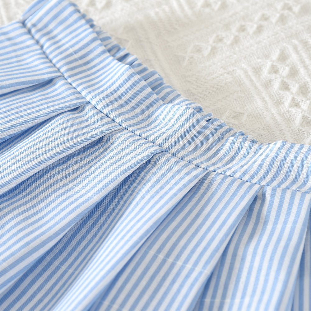 Girls' Vertical Stripes Ruffle Classic Set