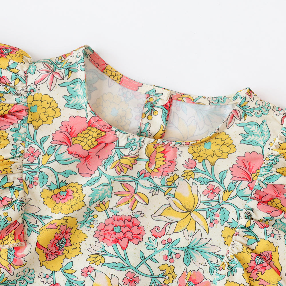 Girls' Floral Printing Shorts Set