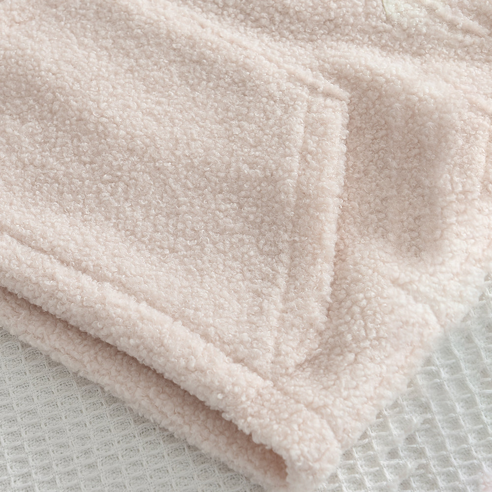 Girls' Letter Patch Zip Top+Trousers Fluffy Casual Set