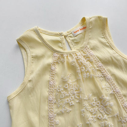 Floral Lace Vest+Wide Leg Pants Elegant Girls' Set