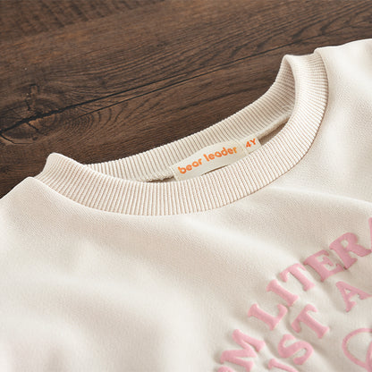 Girls' Letter Sweatshirt+Flared Trousers Set
