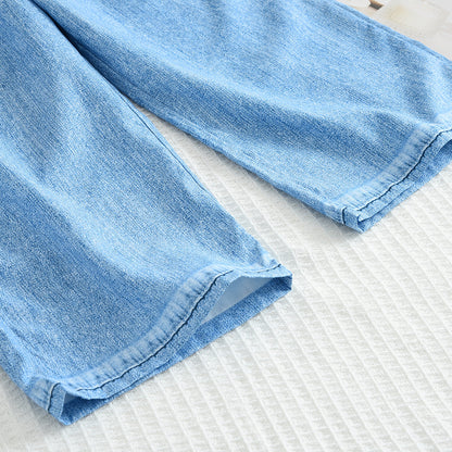Girls' Fake Jean Sun-top Trousers Fashion Set