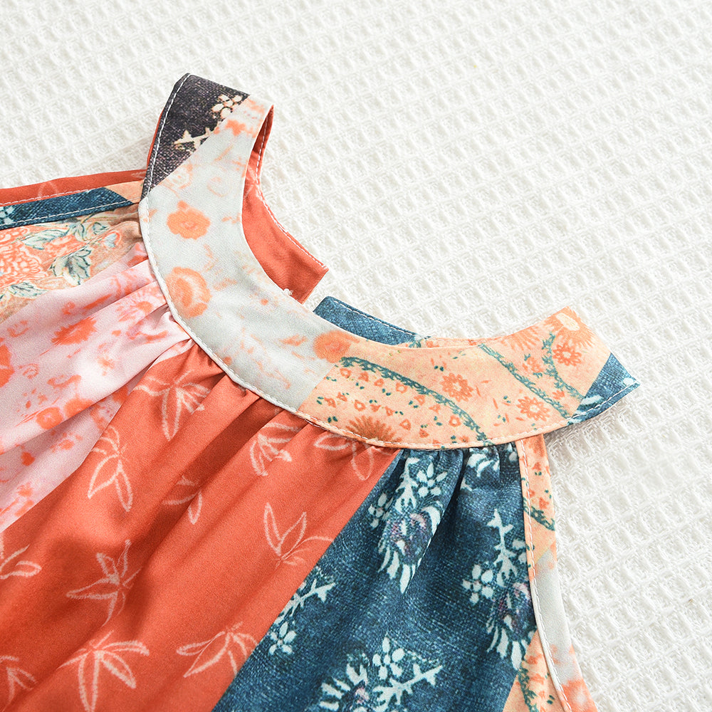 Girls' Ethnic Style Printing Sun Dress