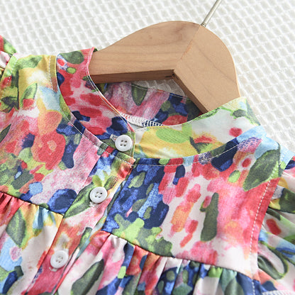 Girls' Colorful Printing Casual Dress