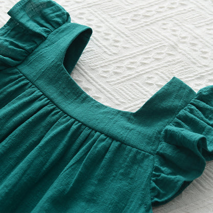 Girls' Silk Belt Vacation Cotton Dress