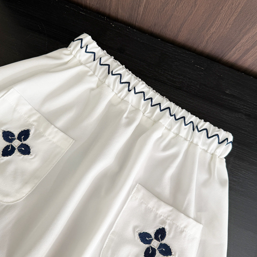 Girls' Floral Embroidery Vintage Dress Set