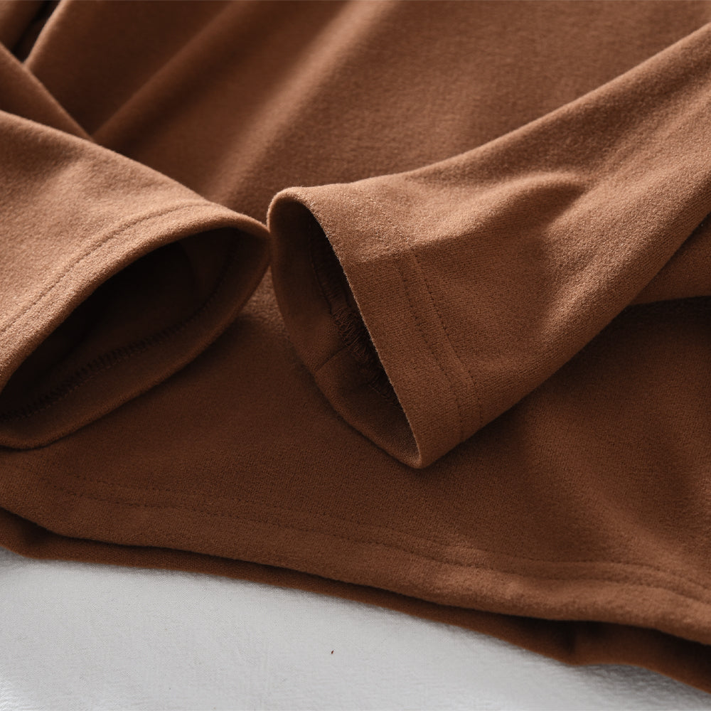 High Collar Stretchy Long Sleeve T-shirt+Suspender Trousers Girls' Set