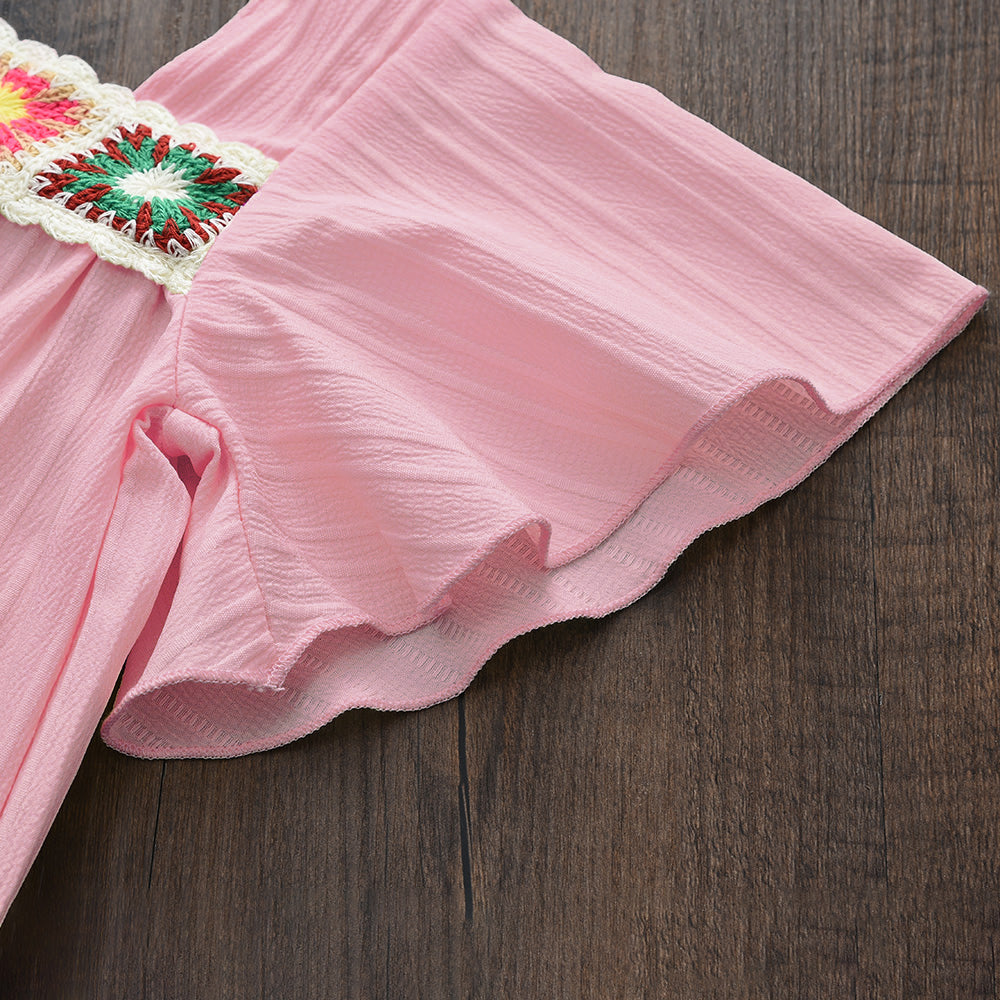 Girls' Ethnic Style Patch Shorts Set