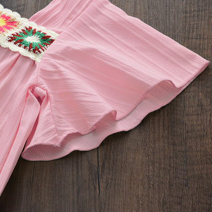 Girls' Ethnic Style Patch Shorts Set