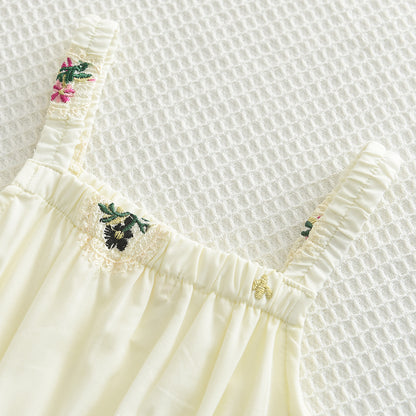 Girls' Embroidery Sun-top+Skirt Vacation Set