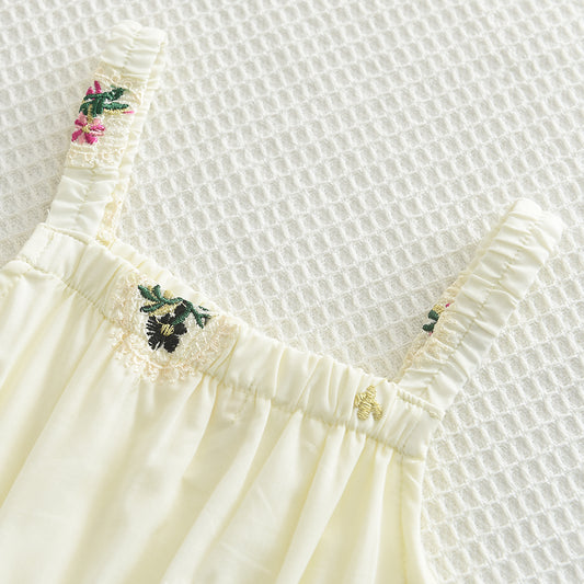 Girls' Embroidery Sun-top+Skirt Vacation Set