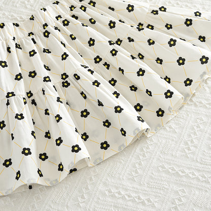 Girls' Bow-knot Printing Shirt+Patchwork Skirt Set