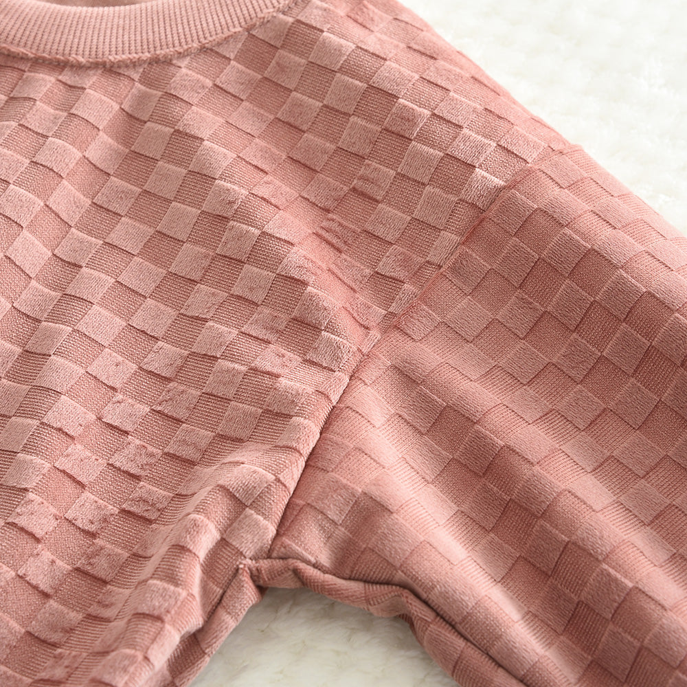 Girls' Plaid Pattern Shorts Casual Set