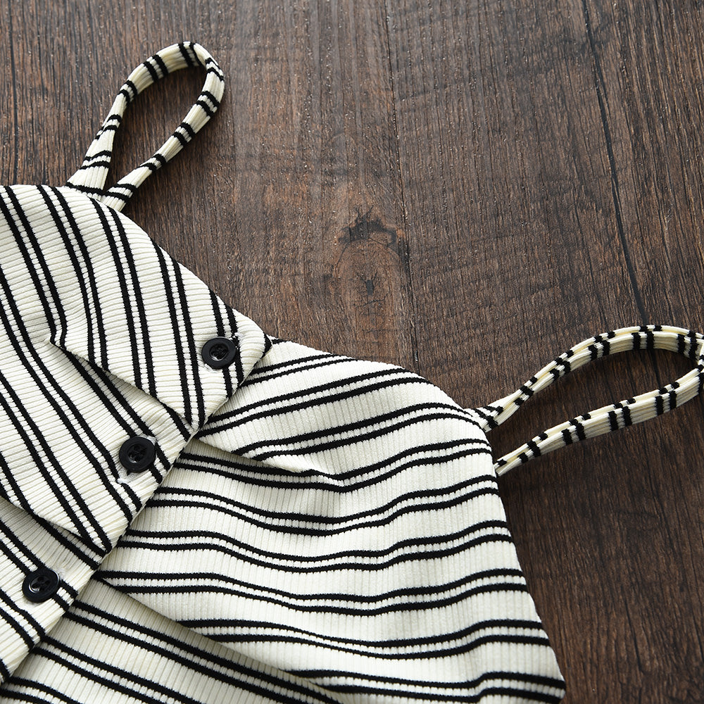 Girls' Stripes Sun-top+Shorts Vacation Set