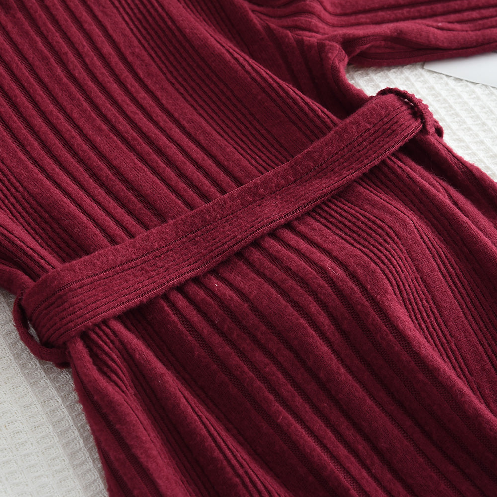 Girls' Wine Red Christmas Outfit Fluffy Patchwork Dress+A free beret