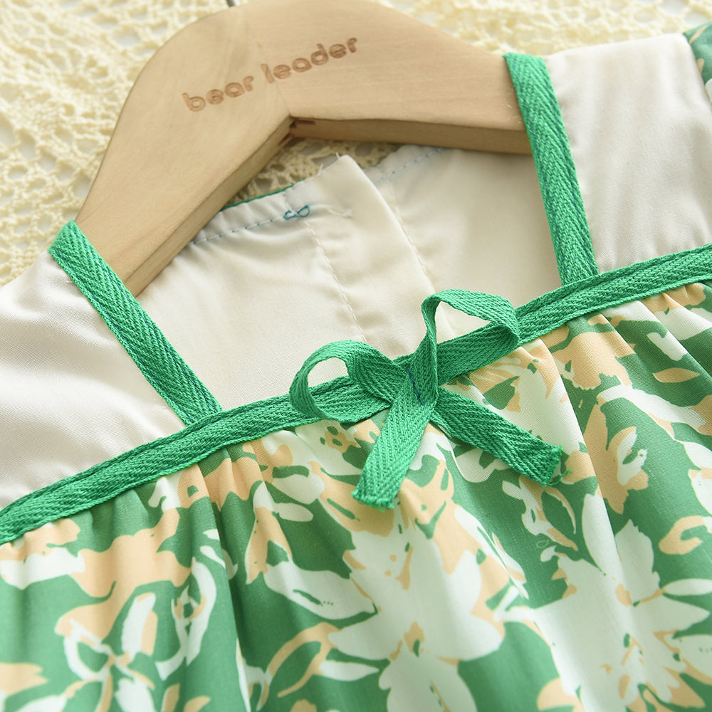 Girls' Printing Lace Shorts Set