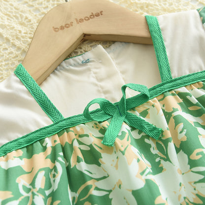 Girls' Printing Lace Shorts Set