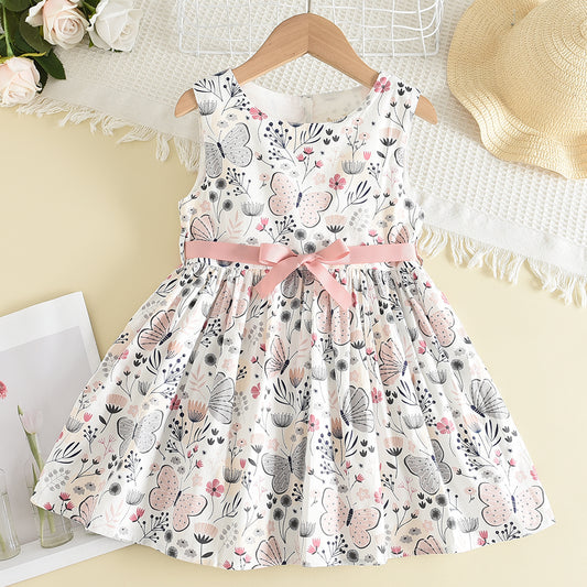 Girls' Belt Floral Printing Casual Dress