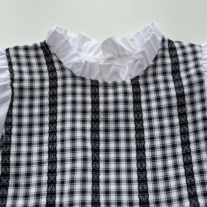 Girls' Classic Plaid Ruffle Lace Set