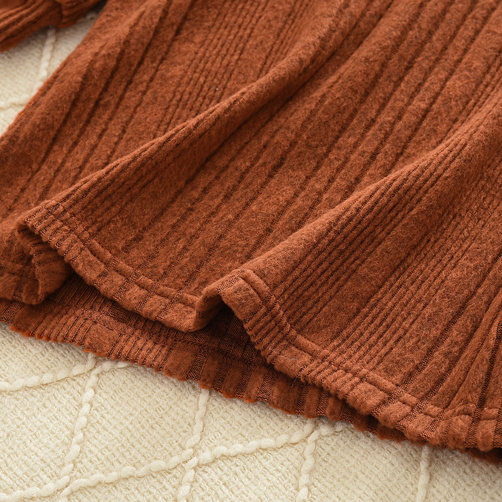 Girls' Knitted Dress+Fluffy Waistcoat Baby Set