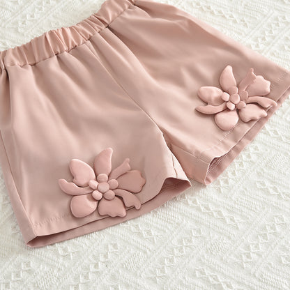 Girls' Flowers Sun Top+Shorts Vacation Set