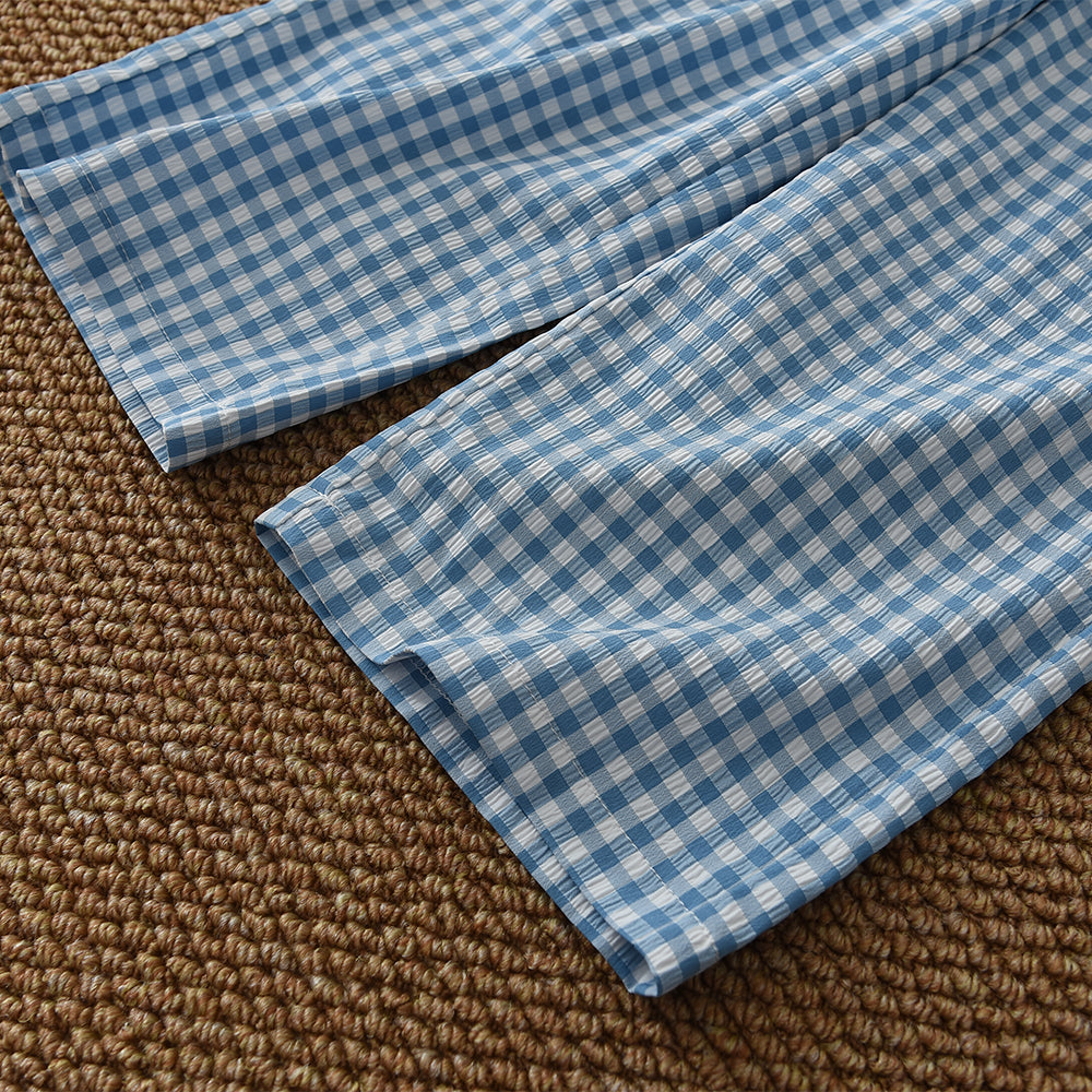 Girls' Bow-knot T-shirt+Plaid Trousers Set