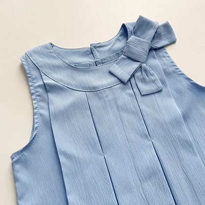 Girls' Bow-knot Top+shorts 2PCS Casual Set