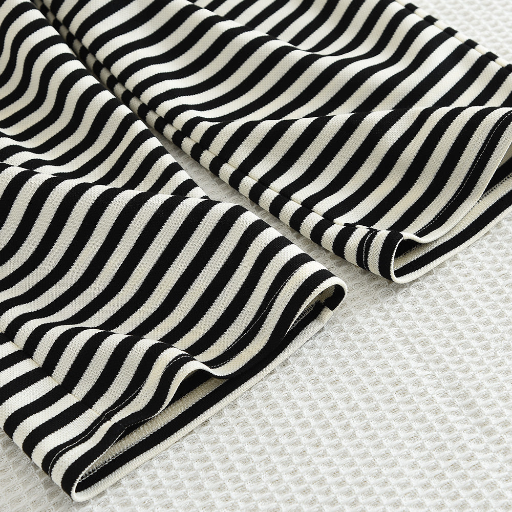 Girls' V-neck Stripes Trousers Casual Set