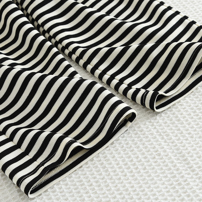 Girls' V-neck Stripes Trousers Casual Set